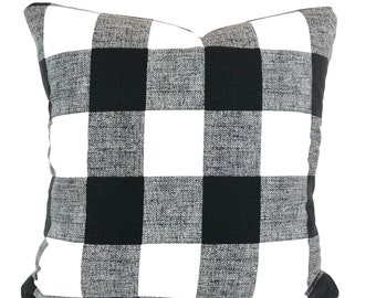 Farmhouse Black White Buffalo Check Pillow Cover Decorative Throw Pillows Cushion Covers Black and White Plaid Check Pillow Various Sizes