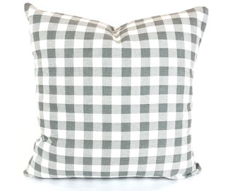 SALE FARMHOUSE Gray White Small Check Throw Pillow Covers Cushions Storm Grey White Plaid Check Gingham Couch Bed Sofa Various Sizes