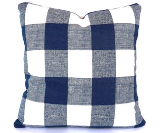 Farmhouse Blue White Buffalo Check Pillow Cover Decorative Throw Pillows Cushion Covers Blue and White Plaid Check Pillow Various Sizes