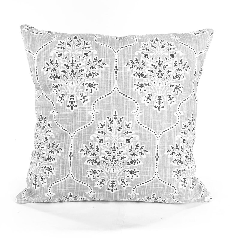 FARMHOUSE Gray White Damask Throw Pillow Covers Cushions Etsy