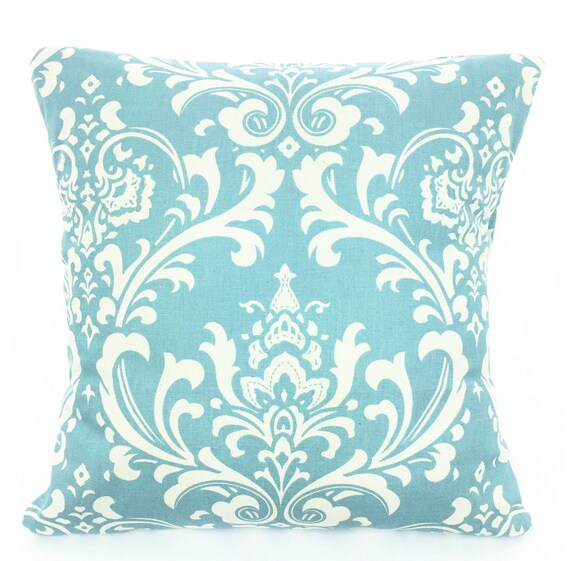 Clearance Blue Damask Pillow Covers Decorative Throw Pillows Etsy