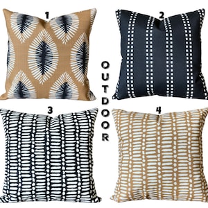 OUTDOOR Black Tan Pillow Covers Throw Pillows Outdoor Carmel Black White Porch Cottage Deck Boat Toss Pillows Mix & Match Various Sizes