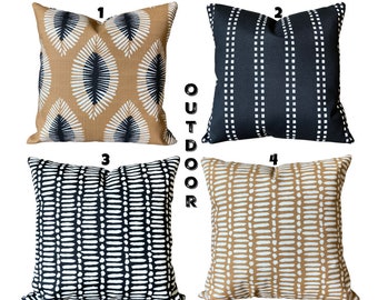 OUTDOOR Black Tan Pillow Covers Throw Pillows Outdoor Carmel Black White Porch Cottage Deck Boat Toss Pillows Mix & Match Various Sizes