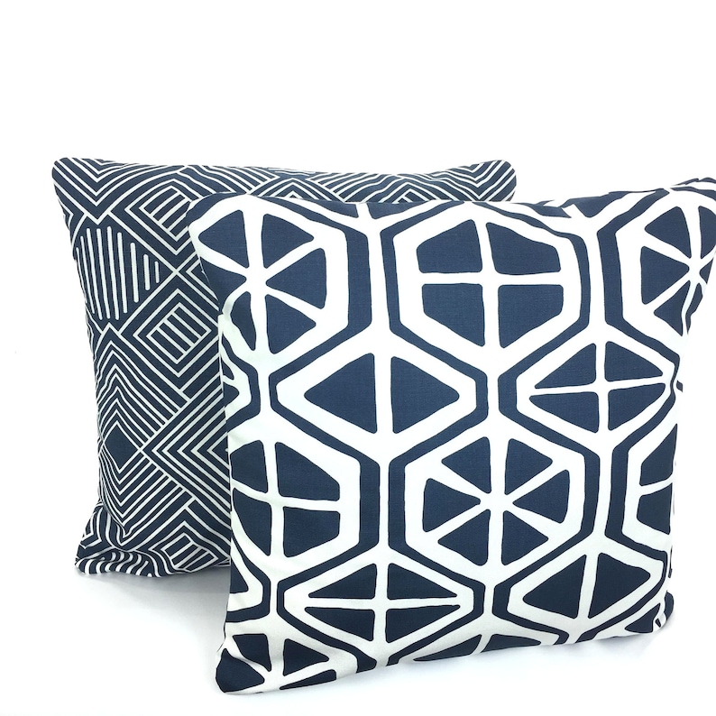 Throw Pillow Covers Blue Decorative Pillow Cushions Cotton Etsy