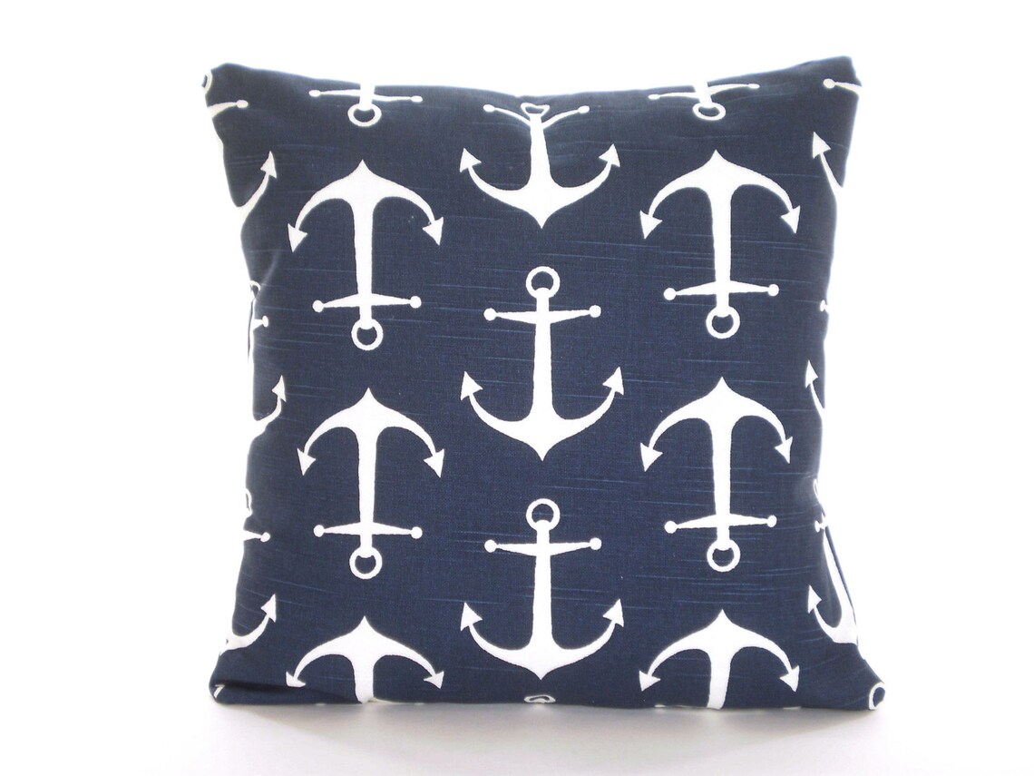 Nautical Throw Pillow Covers Navy Blue Cotton INDOOR Pillows Etsy