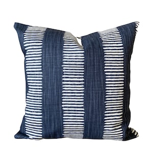 Navy Blue Stripe Pillow Covers Blue Decorative Throw Pillow Navy Blue White Euro Sham Couch Bed Sofa Pillow Case Toss Pillows Various Sizes