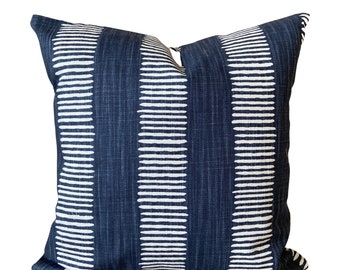 Navy Blue Stripe Pillow Covers Blue Decorative Throw Pillow Navy Blue White Euro Sham Couch Bed Sofa Pillow Case Toss Pillows Various Sizes