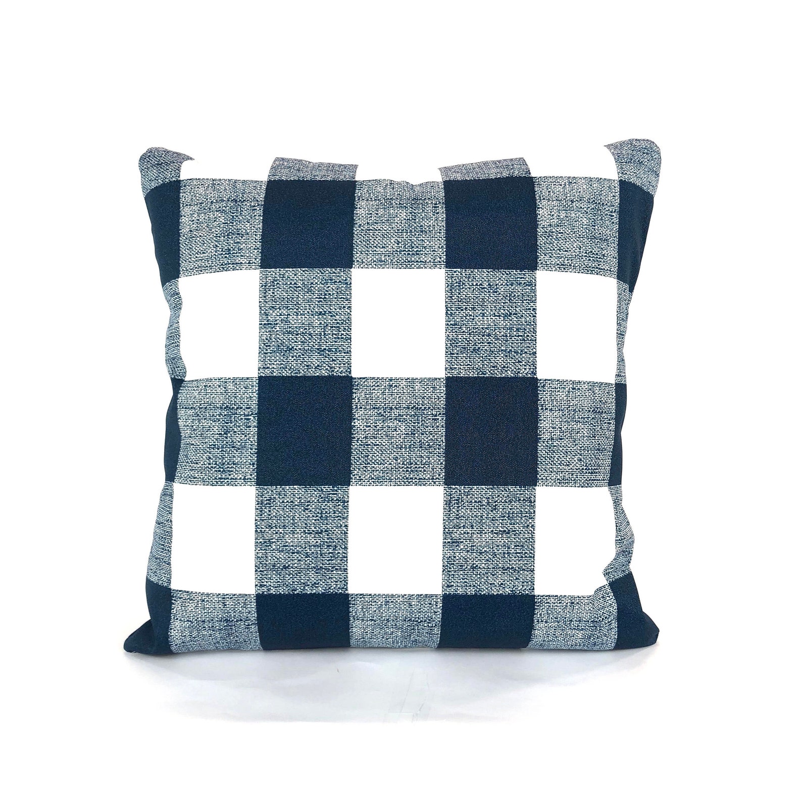 OUTDOOR Navy Blue Buffalo Check Pillow Cover Decorative Throw Etsy