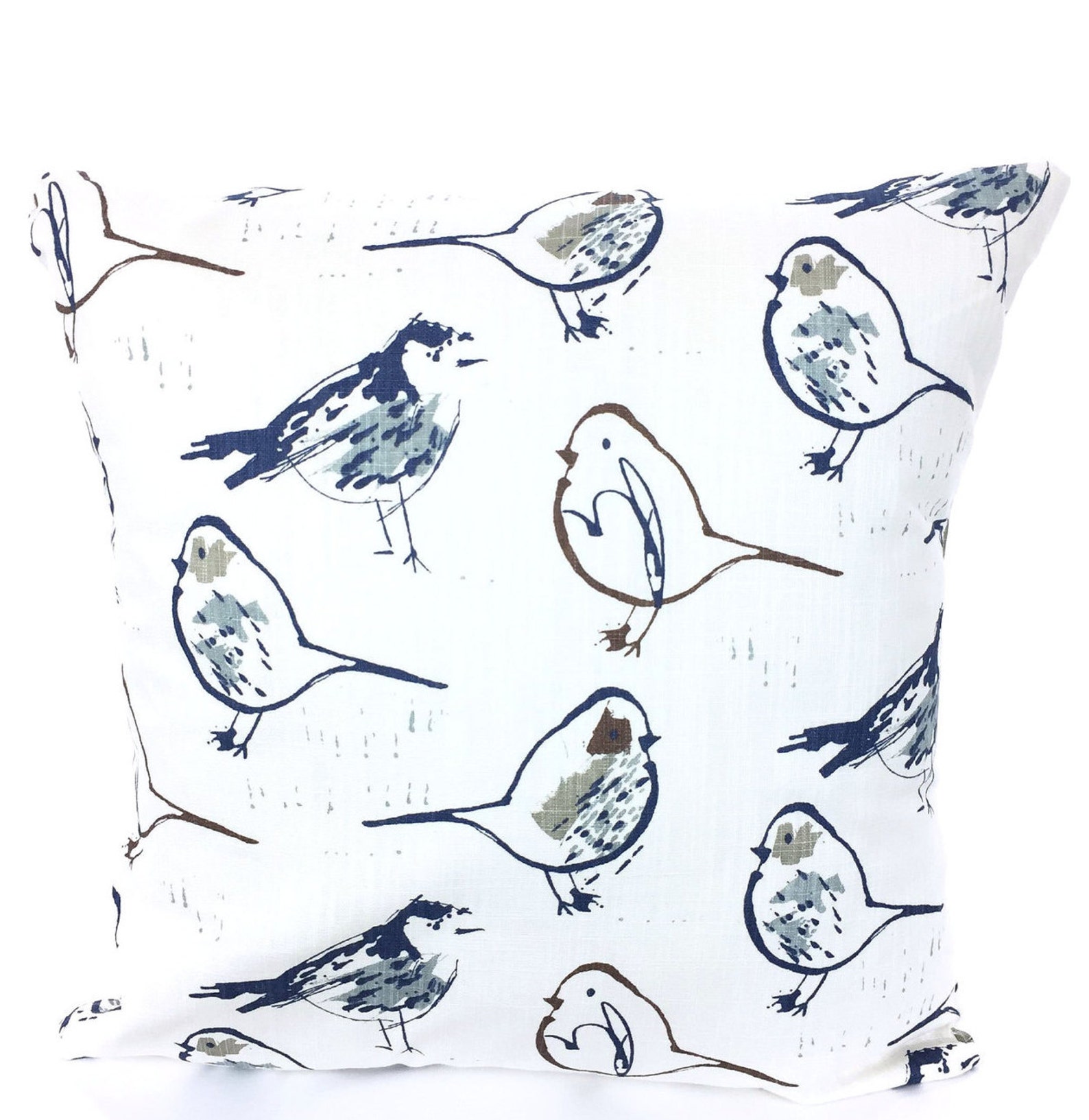 Navy Blue Bird Pillow Covers Decorative Pillows Cushion Covers Etsy