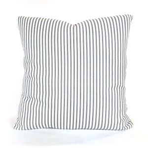 Farmhouse  Blue White Ticking Stripe Pillow Cover Decorative Throw Pillow Cushions Light Navy White Ticking Stripe Toss Pillow Various Sizes