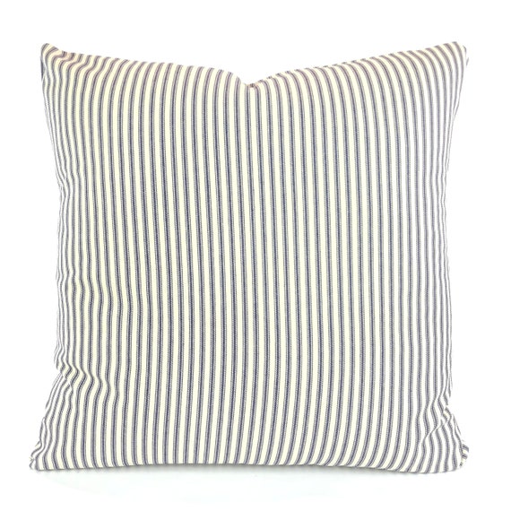 Navy Blue CREAM Ticking Stripe Classic Ticking Stripe Pillow Shams