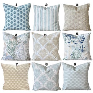 Coastal Pillow Covers Aqua Tan White Throw Pillows Pastel Nautical Cottage Couch Bed Shams Bedroom Summer Decor  Pillow Case Various Sizes