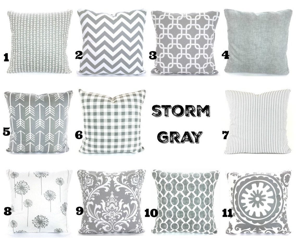 Gray White Decorative Throw Pillow Cover Cushion Covers Grey Etsy