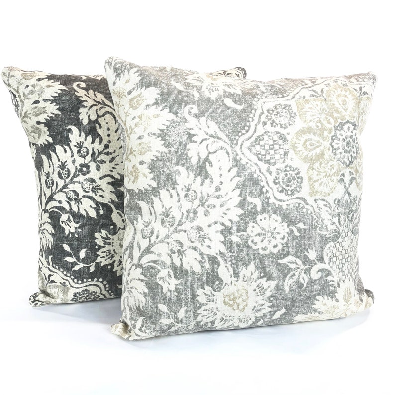 FARMHOUSE Pillow Covers Charcoal Gray Taupe Cream Decorative Etsy