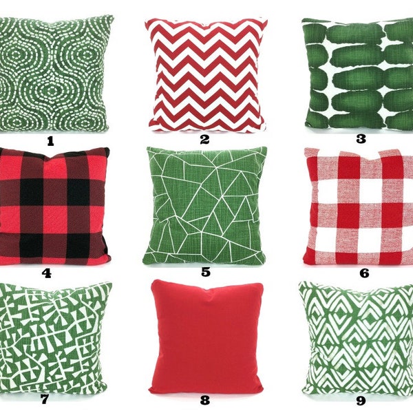 Fundas de almohadas navideñas Casa de campo Vacaciones Decorativas Tirar almohadas Cojines Buffalo Plaid Check Red Pine Green Farmhouse Mix & Match