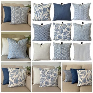 Blue Natural Pillow Covers Designer Throw Pillow Toss Pillow Stonewash Collection Mix and Match Couch Bed Pillow Case Various Sizes
