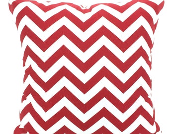 Red White Chevron Pillow Covers, Cushion Covers, Decorative Throw Pillow Holiday Cushions Red White Chevron Zig Zag, One or More ALL SIZES