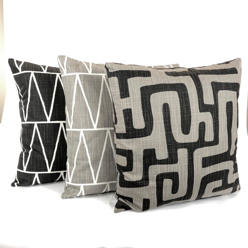 Black Taupe Throw Pillow Covers Decorative Pillows Cushion Ink Etsy