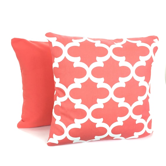 Coral orange throw clearance pillows