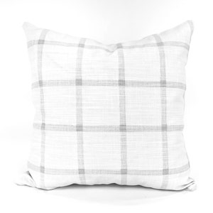 FARMHOUSE Gray White Pillow Covers Window Pane Check Cushions French Grey White Toss Pillow Couch Bed Sofa Pillow Case Various Sizes
