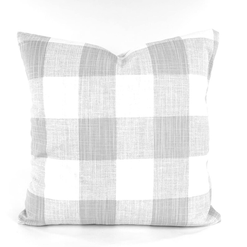 Gray White Pillow Covers Farmhouse Cushions French Gray Check Etsy