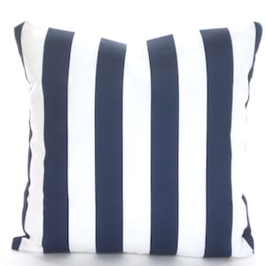 OUTDOOR Nautical Stripe Pillow Cover, Navy Blue Stripe Cushion, Decorative Pillows Cushions Navy Blue White Stripe, One or More ALL SIZES