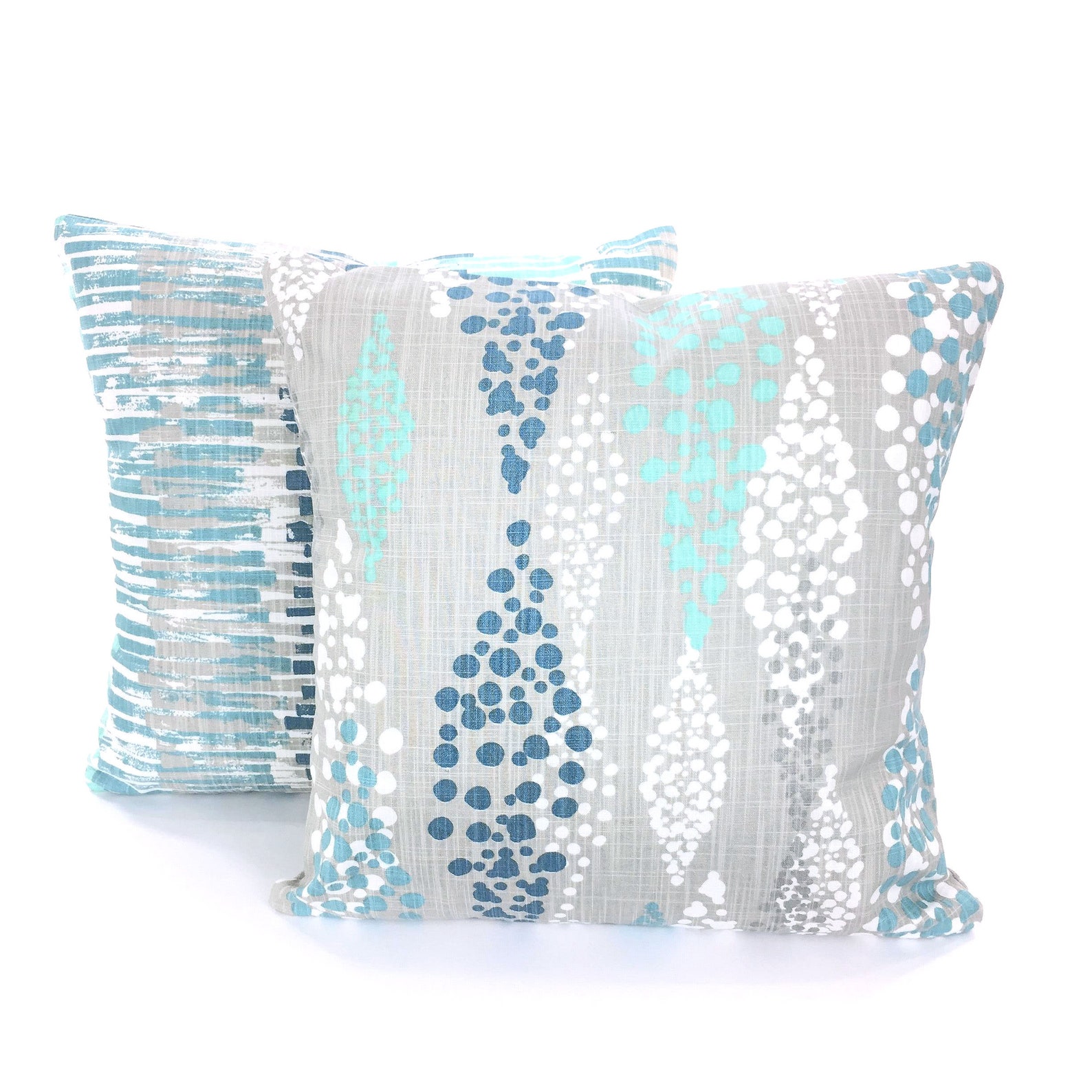 Nautical Indoor Pillow Cover Aqua Gray Decorative Pillows Etsy