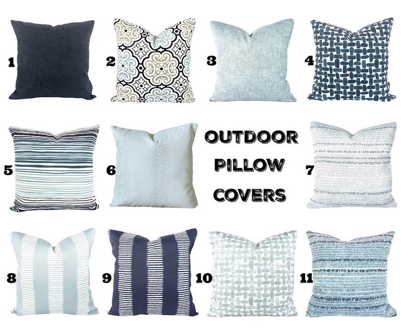 OUTDOOR Navy Blue Throw Pillow Covers Cushions Navy Blue White Etsy