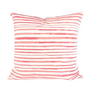 Coral White Nautical Throw Pillow Covers Indoor Cushions PINKY CORAL White Horizontal Stripes Costal Beach Patio Toss Pillow Various Sizes