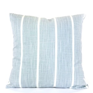 Light Blue Off White Stripe Pillow Covers Decorative Pillow Cover Soft Mineral Blue White Toss Pillows Couch Pillows Bed Various SIZES