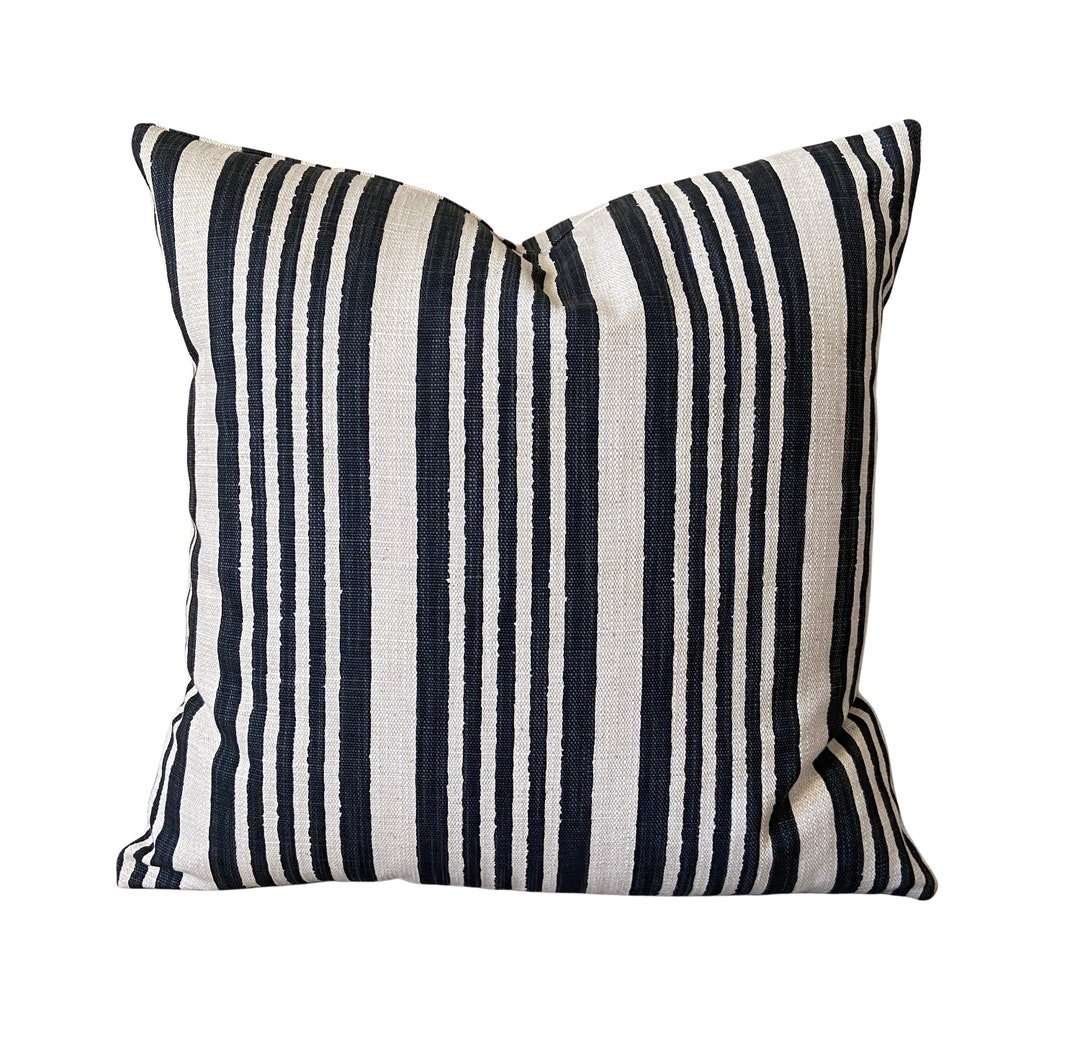 Black Cream Stripe Pillow Cover Contemporary Black Textured Stripe