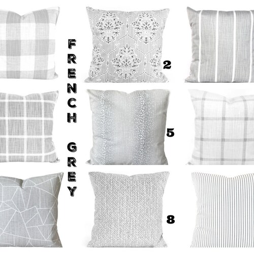 FARMHOUSE Gray White Damask Throw Pillow Covers Cushions Etsy