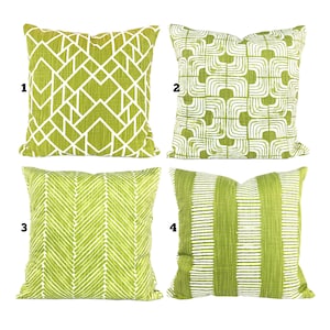 Chartreuse Green Pillow Covers Decorative Throw Pillows Cushion Lime Green White Slub Canvas Couch Bedroom Pillows Mix & Match Various Sizes image 1