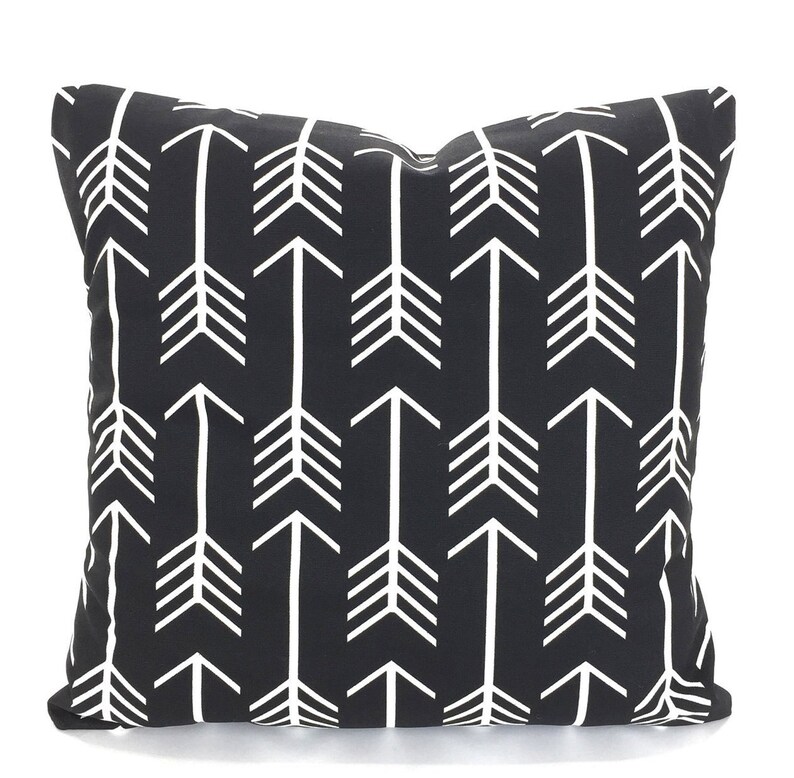 Black White Pillow Cover, Decorative Throw Pillows, Cushions Black and White Arrow Euro Sham, Couch Bed Sofa, One or More ALL SIZES image 1