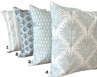 Aqua Coastal Pillow Cover Palms Shells Coral Print Throw Pillow Various Sizes