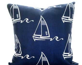 Navy Blue Nautical Decorative Pillow Covers Throw Pillow Cushions Vintage Indigo Navy Seaton  INDOOR Couch Bed Sofa Sunroom Various Sizes