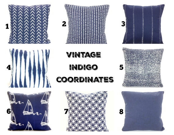 Navy Throw Pillow Covers Tie Dye Cushion Cover Vintage Indigo