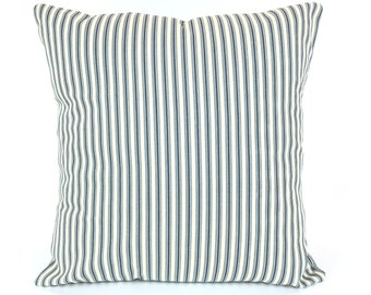 Navy Blue Stripe Pillow Covers Decorative Throw Pillows Cushions Navy Blue Tan Cream Stripe Toss Pillow Couch Bed Sofa Various Sizes