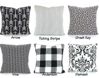 Black White Pillow Covers Throw Pillow Cushions Black White Buffalo Check Euro Sham Chevron Toss Pillow Couch Bed Pillows Various Sizes