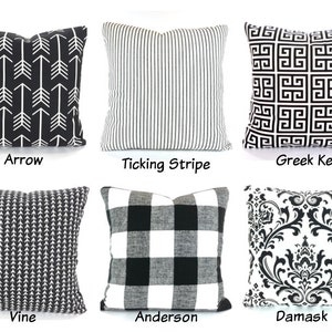 Black White Pillow Cover, Decorative Throw Pillows, Cushions Black and White Arrow Euro Sham, Couch Bed Sofa, One or More ALL SIZES image 4