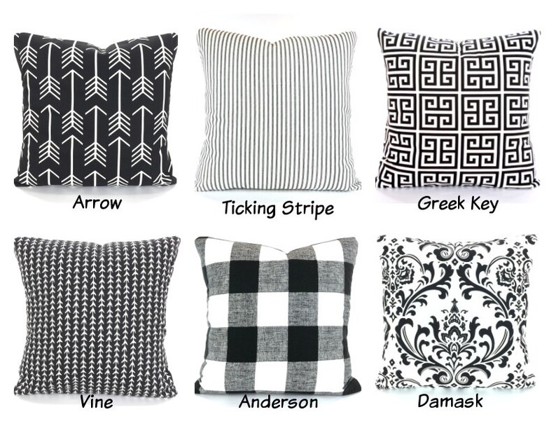 Black White Pillow Cover, Decorative Throw Pillows, Cushions Black and White Arrow Euro Sham, Couch Bed Sofa, One or More ALL SIZES image 4