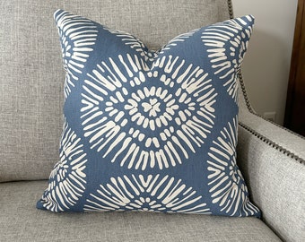 Blue Cream Pillow Covers Decorative Throw Pillows Cushion Blue Cream Toss Pillows Medallion Couch Bedroom Pillow Mix & Match Various Sizes