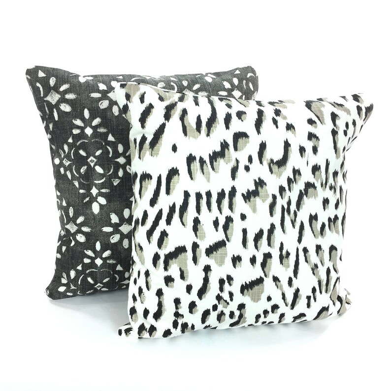SALE Decorative Pillow Covers Throw Pillows Black Tan Gray Etsy