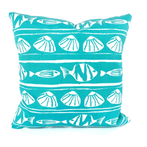 OUTDOOR Nautical Aqua Blue Pillow Cover Decorative Throw Etsy