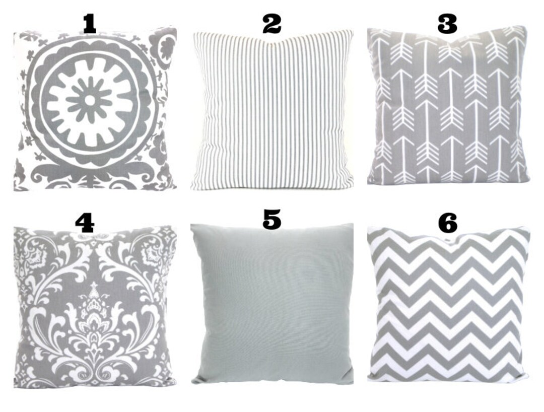 Gray Pillow Covers Decorative Throw Pillows Cushions Storm Grey White ...