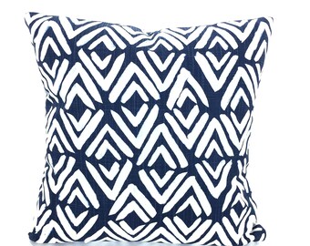 SALE Navy Blue White Pillow Covers Decorative Pillows Covers Regal Blue White Slub Canvas Fearless Couch Bed Sofa Pillows Various SIZES