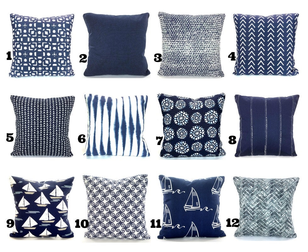 Pillow Covers Navy White Throw Pillows Cushion Cover Vintage Etsy