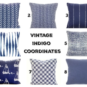SALE Indigo Navy White Pillow Covers Decorative Pillows Cushions Indigo White Throw Pillows Living Room Pillows Couch Bed Various Sizes