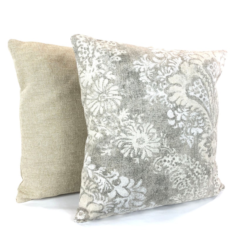FARMHOUSE Throw Pillow Covers Gray Tan Cushions Ikat Ticking Etsy
