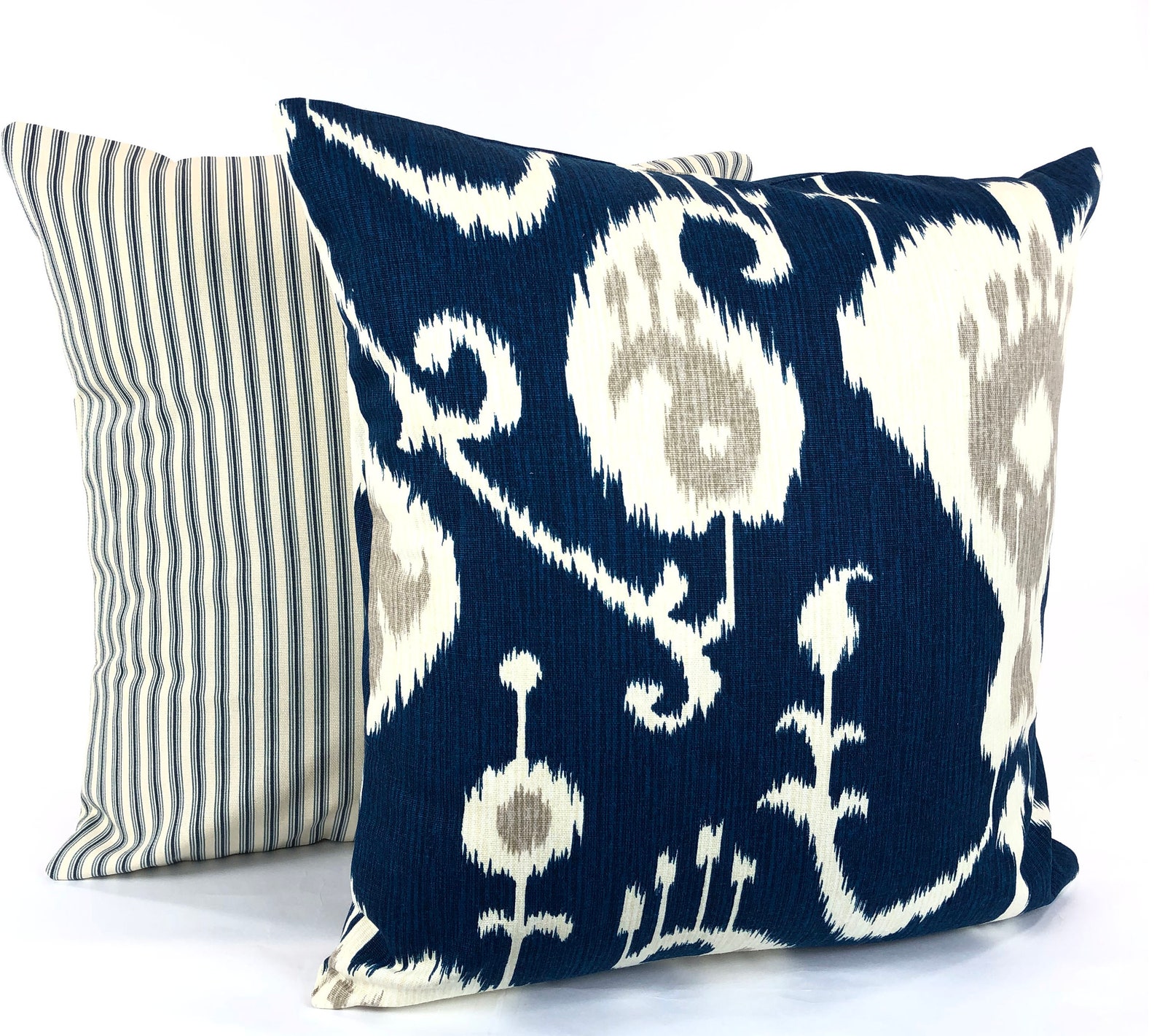 Navy Blue Stripe Pillow Covers Decorative Throw Pillows Etsy